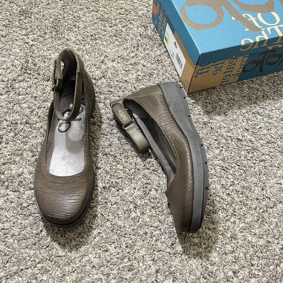 OTBT Scamper Leather Low Wedge Shoes Ankle Strap Size 6.5 M Brown Leather New - Picture 1 of 8